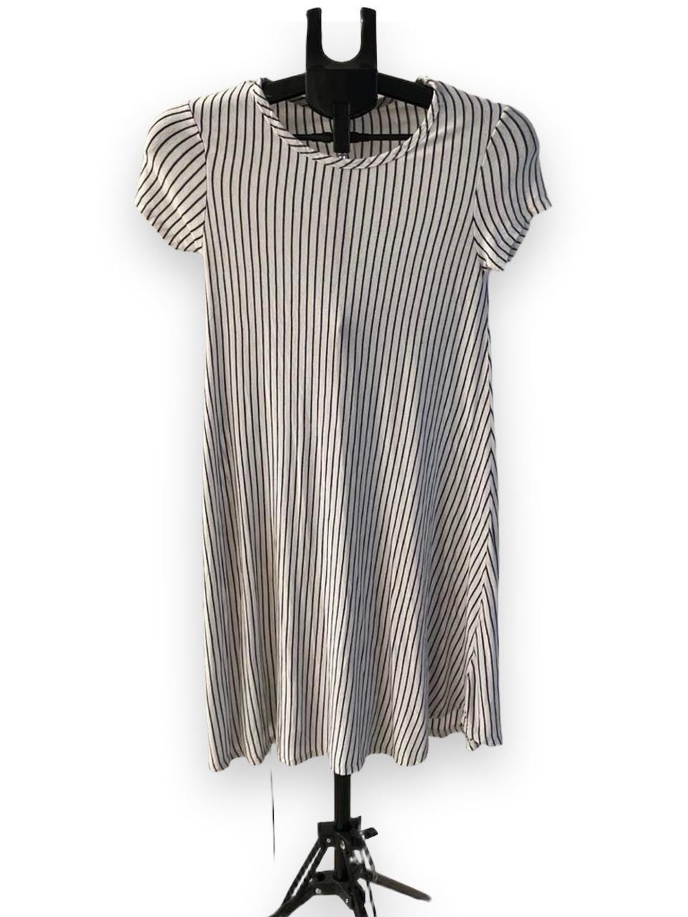 Pinc Black & White Vertical Stripe A-Line Nightgown